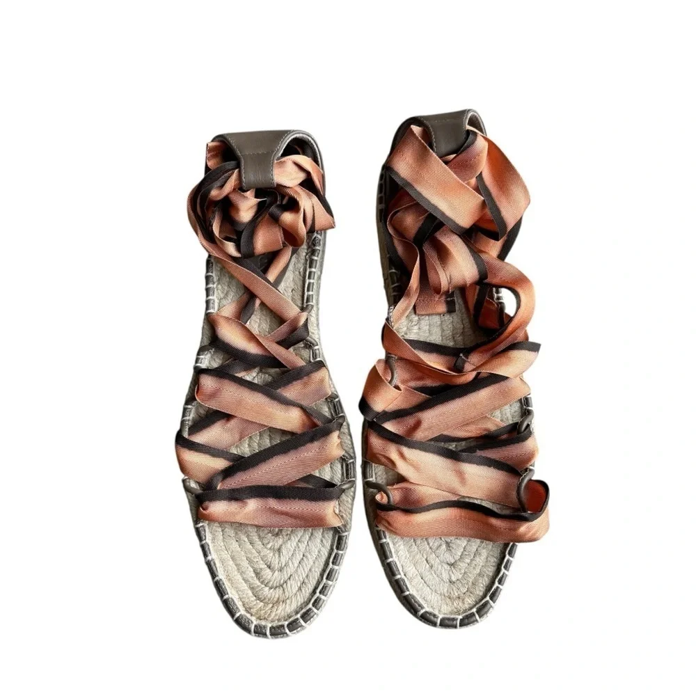 Ulla Johnson - Maya Ribbon Espadrille Nasturtium Sandals Ankle Straps Sz 37